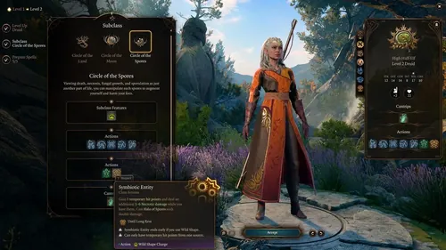 龙与地下城：博得尔之门3游戏截图，展示孢子圈德鲁伊力量