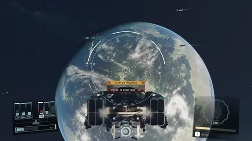 Starfield游戏截图，展示太空场景与飞船