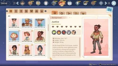 《沙丘时光》游戏截图，角色互动界面