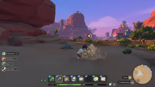 沙岩世界游戏截图，角色在探索村庄