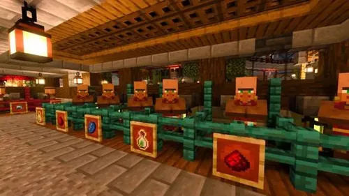 Minecraft 游戏截图，展示丰富的方块世界
