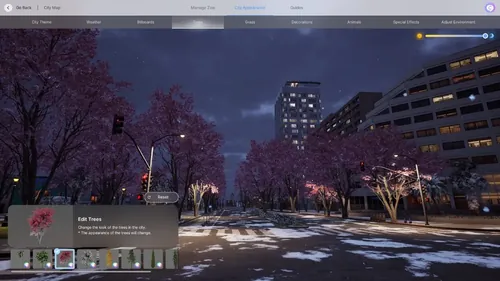 InZoi游戏截图，展示城市景观与天气效果