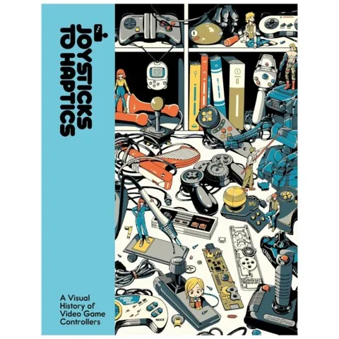 《Joystick到Haptics》封面图片，展现多款经典游戏手柄