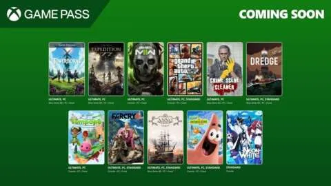 Xbox游戏主机及Game Pass界面效果图