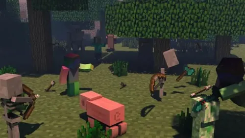 Minecraft游戏截图，展示不同游戏模式