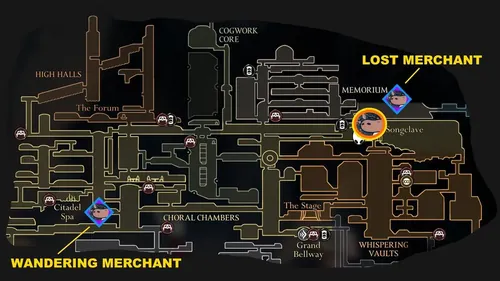 《空洞骑士：丝绸之歌》中的流浪商人Jubilana位置示意图